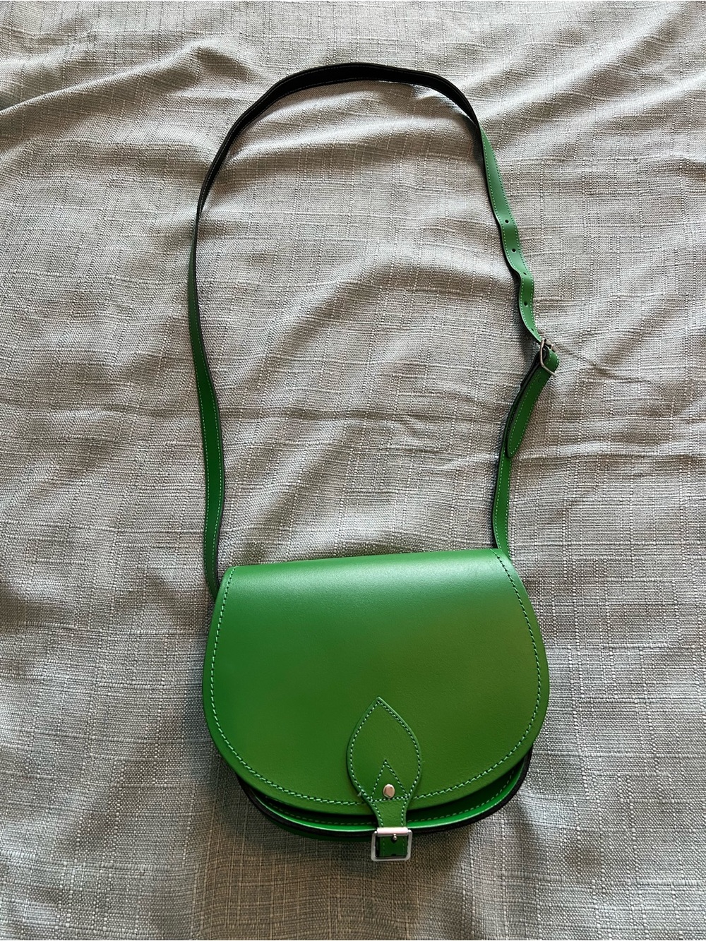 Zatchels Kelly Green Leather Crossbody Bag Made in England